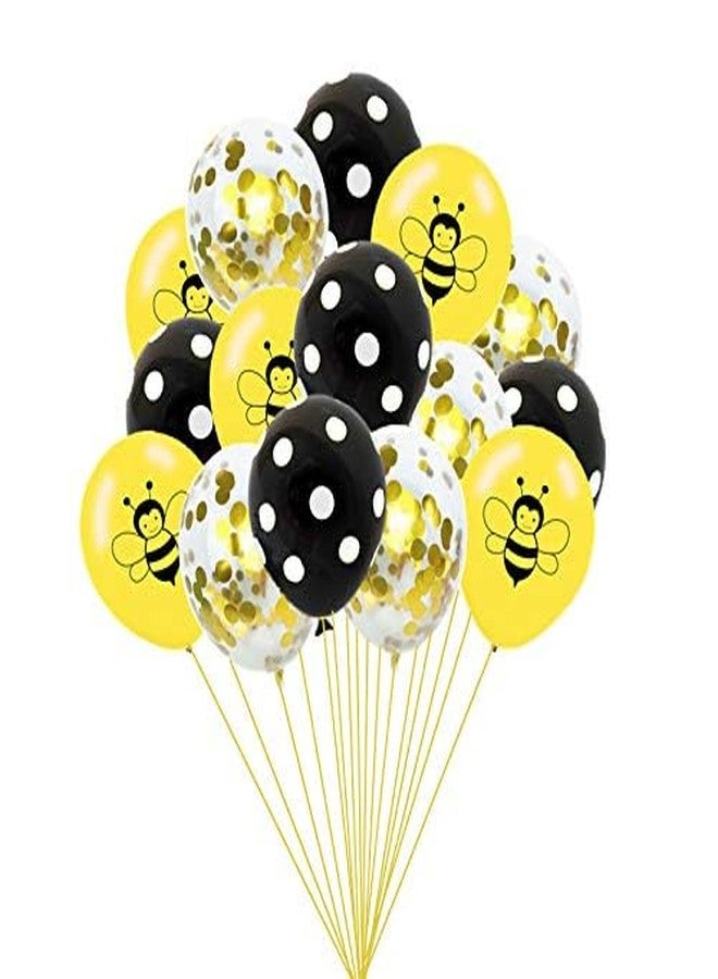 Pink Forest Happy Bee Day Balloons, 15 Pcs Latex Balloons Bumblebee Dots Confetti Balloons for Baby Shower Birthday Party Decorations - Image 2
